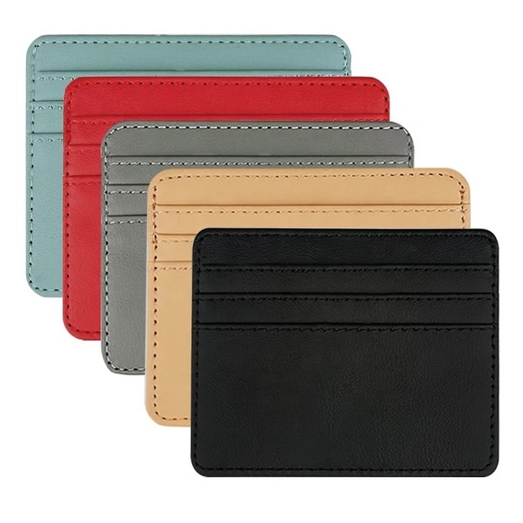 Easy To Carry Leather ID Credit Card Document Men Women Card Holder / 4 Pouch - Picture 5 of 7